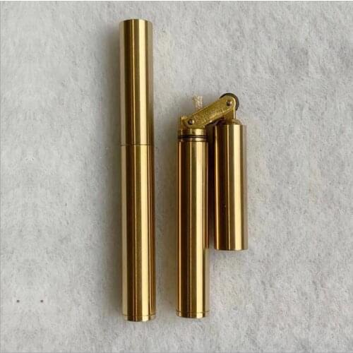 The Cylinder Shaped Kerosene Lighter Can Be Put Into a Cigarette Case, The Double Stick Drinding Copper Gasoline Lighter