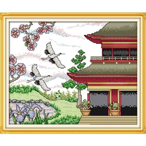 Everlasting Love Cranes Are Back Chinese Cross Stitch Kits Ecological Cotton Stamped 11 14CT DIY New Year Decorations For Home