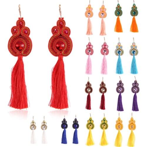 KpacoTa Soutache Long Tassel Earrings Ethnic boho New Fashion Jewelry women colour Accessories Handmade Drop Earring Oorbellen