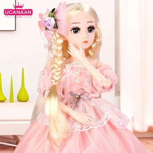 UCanaan 1/4 BJD SD Doll 45CM Girls Princess Doll With 18 Ball Joints Outfits Dress Wig Shoes Makeup Children Birthday Gift Toys