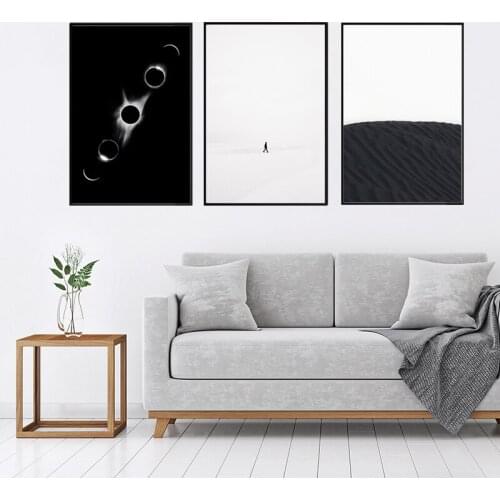 Nordic Black and White Canvas Paintings Desert Planet Mountain Wall Art Poster Minimalist Modern Picture for Living Room Decor