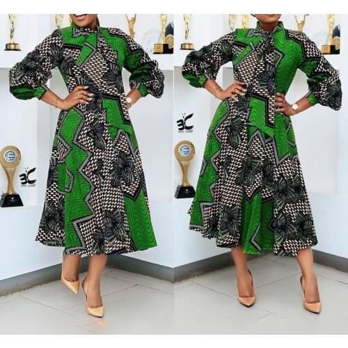 Polyester New Fashion African Dresses For Women 2021 Autumn Winter Dashiki Africa Style Print Rich Bazin Dashiki Maxi Long Dress