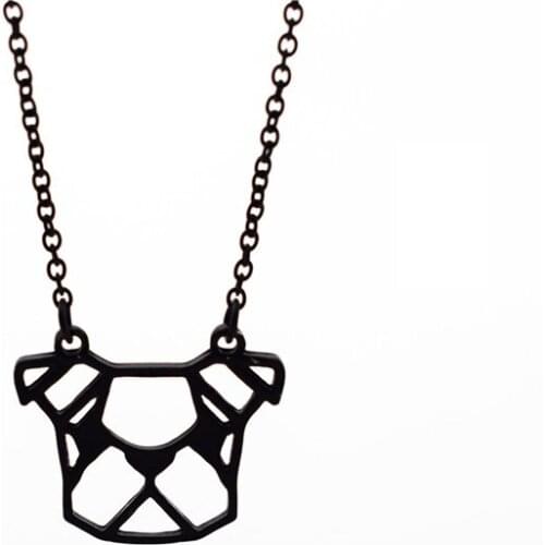 New Trendy Origami French Bulldog Necklace Fashion French Bulldog Pendant Necklace Women Origami Jewellery Geometric Jewelery