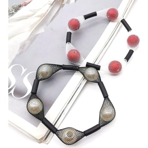 UKEBAY New Mesh Bracelets For Women Charm Bangles Pearl Accessories Hollow Jewelry Gothic Handmade Bracelet Female Gift Chain