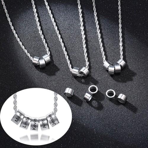 Personalized Custom Family Names Stainless Steel Beads Charms Pendant Necklaces Men&Women Anniversary Gifts Jeweley