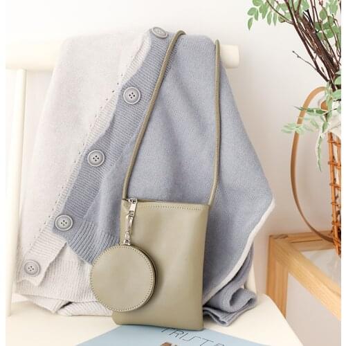 Simple Womens Bag Mini Crossbody Phone Bag Casual Lipstick+coin Messenger Bag PU Leather Zipper Purse Small Size 2021 New