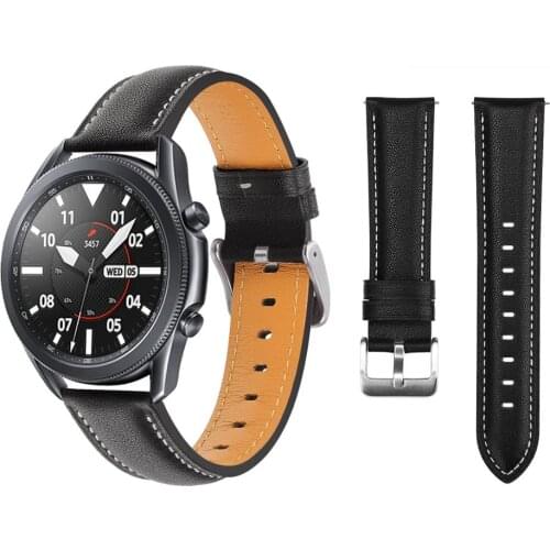 Official Leather Band for Samsung Galaxy Watch 3 45mm 41mm Genuine Leather Watch Strap Replacement for Galaxy Watch 45mm 41mm