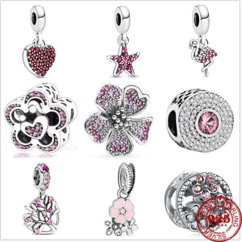 Hot Sale 100% 925 Sterling Silver Charms starfish Flamingo Fit Original Pandora Bracelet Making Fashion DIY Jewelry For Women