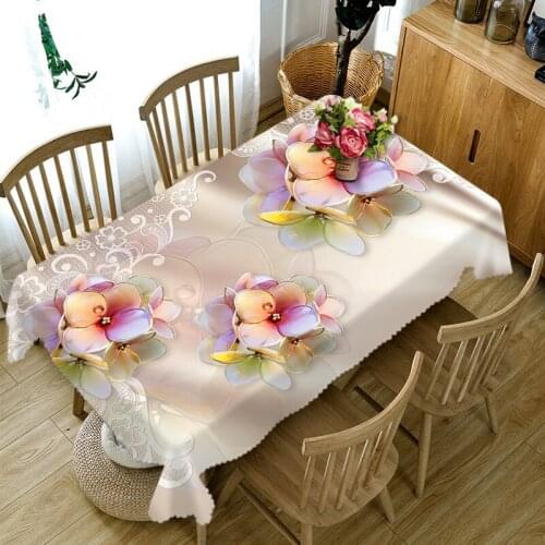 Customizable 3D Tablecloth Diamond Butterfly Flower Pattern Washable Cloth Thicken Rectangular and Round Table Cloth for Wedding
