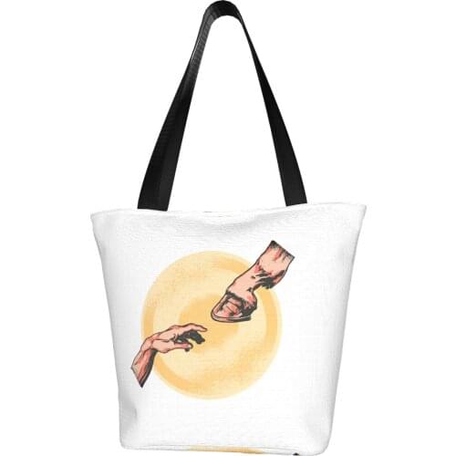 Horse Man Creation Moment Touching Hand And Hoof Shopping Bag Aesthetic Cloth Outdoor Handbag Female Fashion Bags