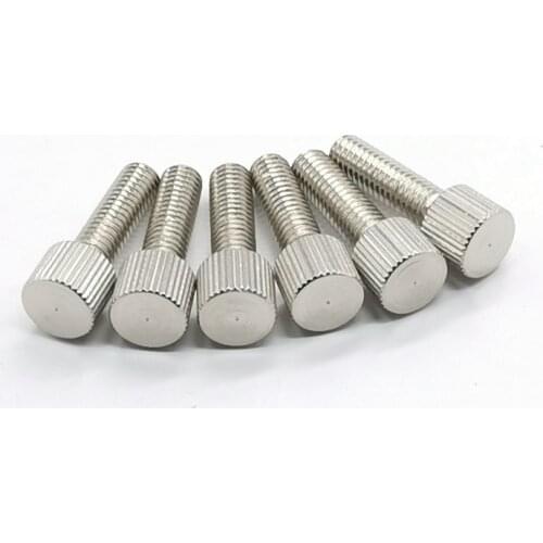 10pcs M3 M4 M5*5/6/8/10/12/15/20 Steel with nickel plated Knurling Flat Head Knurled Thumb Screw Hand Tighten Computer Screws