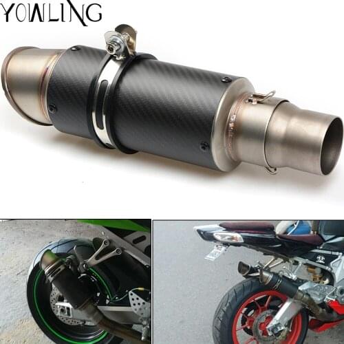 Motorcycle Exhaust Laser Pipe Muffler Inlet 51mm 61mm Exhaust Mufflers Carbon Fiber Exhaust Pipe With Sticker Laser