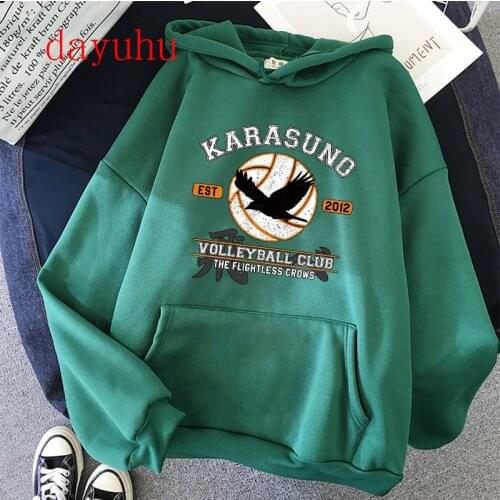 Japanese Anime Haikyuu Hoodies Men Funny Karasuno Fly High Graphic Streetwear Winter Warm Fashion Unisex Manga Sweatshirts Male