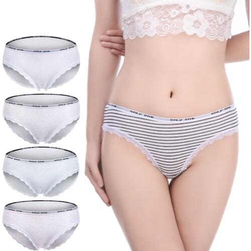 3 Pieces/Set Panties Womens Cotton Underwear Female Briefs Soft Stripe Comfrotable Ladies Underwear Lingerie Breathable