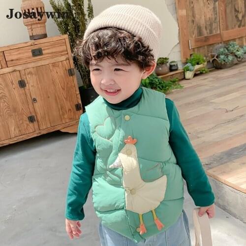 Josaywin Vest for Children Boys Girls Baby Winter Vest Cute Cartoon Print Coat Kids Warm Sleeveless O-neck Vest Jacket Clothing
