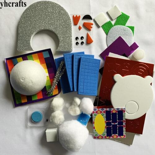 1bag/LOT.DIY snowman penguin polar bear foam crafts kit Plus stencil and sticker set Holiday projects Early educational DIY toy