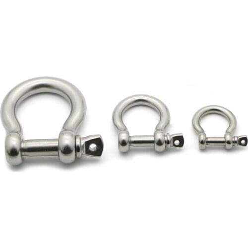 2pcs M16 D-Ring Screw Pin Anchor Bow Shackle Rigging European Style for Chains Wirerope Bow Shackles Recovery Rigging Tow