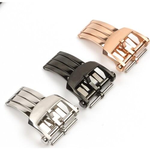 20mm Silver Black Rose Original Stainless Steel Clasp For Breitling Watch Strap Leather Silicone Watchband Folding Buckle