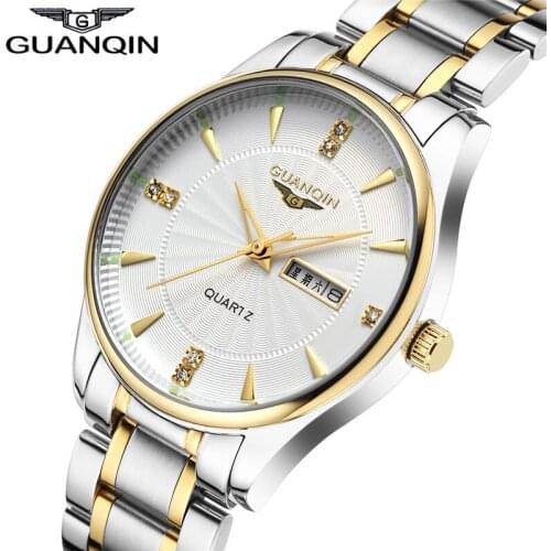 2021 Watch Men GUANQIN Mens Watches Top Brand Luxury Luminous Date Week Waterproof Quartz mens watches saat erkekler
