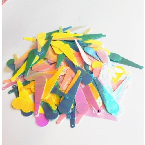 400pcs/lot 10*35mm Long Baseball Bat Sequins PVC Flat With Side Hole Oval Water Drop Shape Accessories Mix AB Colors Assorted