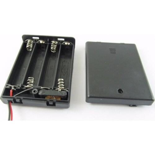 50PCS/LOT 4AAA Cells Battery 6V Holder Box Case with Wire Lead ON/OFF Switch Cover