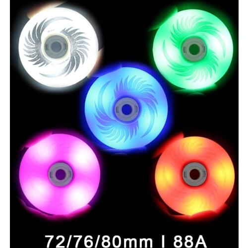 80mm 76mm 72mm 90A LED Flashing Wheels with 8 PCS Magnetic Core for Slalom Slide Inline Skates 4 Led Roller for Adult Kids LZ51