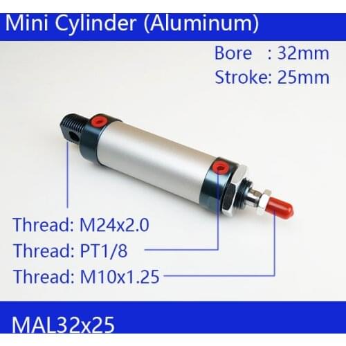 Barrel 32mm Bore 25mm Stroke MAL32x25 Aluminum alloy mini cylinder Pneumatic Air Cylinder MAL32-25
