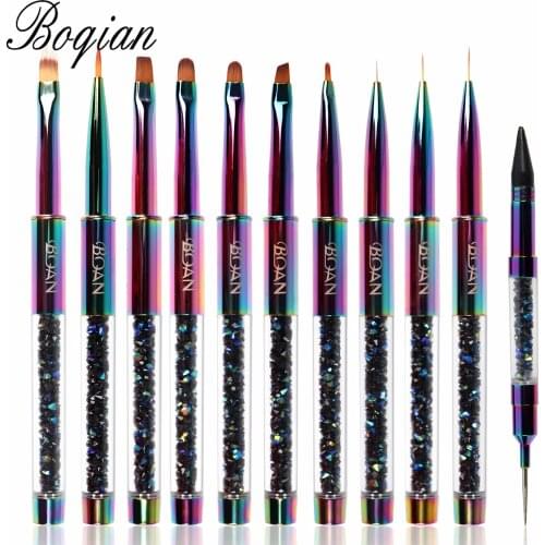 BQAN Rainbow Nail Brush Gel Brush For Manicure Acrylic UV Gel Extension Pen For Nail Polish Painting Drawing Brush Paint Tools