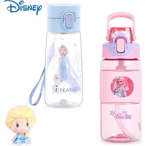 Disney Cute Children Water Cup Frozen Elsa Princess Straw Portable Water Feeding Bottle for Kids Baby Sport Bottles Girls Gifts