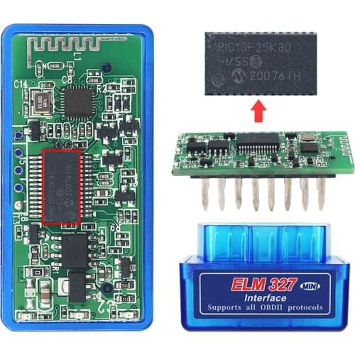 Elm327 Pic18f25k80 Bluetooth-Compatible V1.5 Auto Scanner 2 Layer Pcb Elm 327 25k80 Obdii Diagnostic Tool For Andorid PC