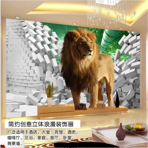 Custom photo wallpapers 3d wall mural wallpaper Lion mural 3d stereo creative space decoration TV background wall papers