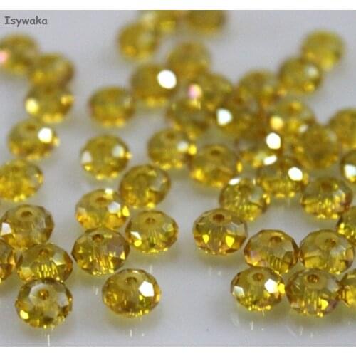 Isywaka Golden Colors 4*6mm 50pcs Rondelle Austria faceted Crystal Glass Beads Loose Spacer Round Beads for Jewelry Making