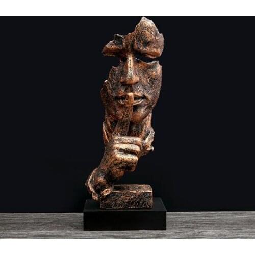 Creative living room art decoration is a gift for golden thinker sculpture Vintage resin crafts