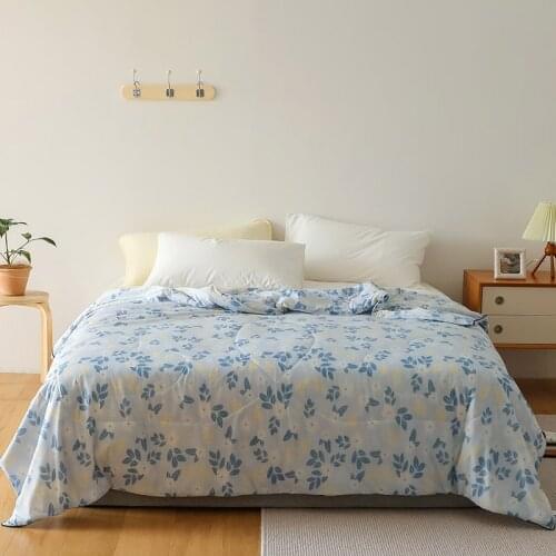 Flower pattern Cool Silksoft Quilt Summer Blanket Cooling Smooth Blanket Vintage Style Comforter Bed Cover Single Queen Size