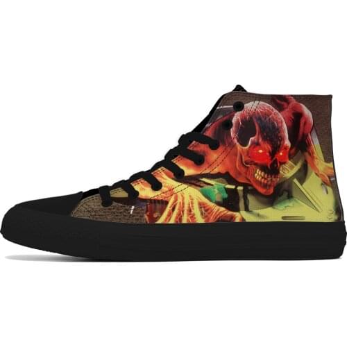 2019 New Style Skull Sneakers for Men Unique Print Design Canvas Shoes High Top Fashion Sneakers for Male Trainers DIY Customize
