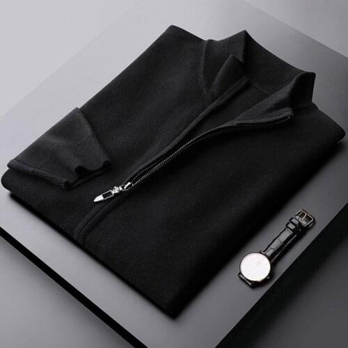 Classic Wool Stand Collar Mens Sweaters Luxury Solid Color Zipper Casual Male Sweaters Fashion Autumn Winter Man Sweaters