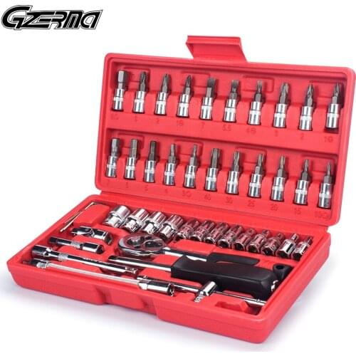 46-Piece 1/4 Inch Drive Screwdriver Set Socket Wrench Household Tools Kit Car Repair Tool Sets for Bicycle Bike Ratchet Set