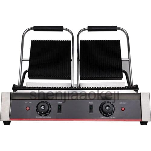 Stainless steel Non Stick Panini Press Plates electric griddle Grilling pan Commercial Electric Sandwich maker 1800+1800w 1pc