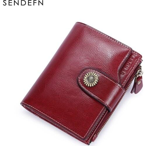 SENDEFN fashion women wallets split leather lady short purse credit card holder wallet