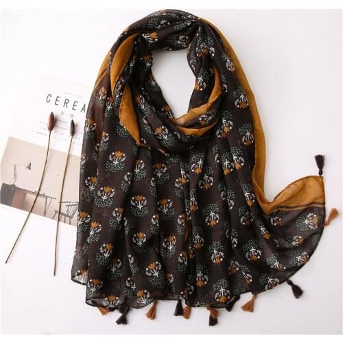 Women Floral Scarf Special Color Long Shawl Hijab Spring New Design [6685]
