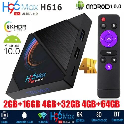 2021 Android 10 TV Box H96 Max H616 Smart TV Box 4GB 64GB 4K Set Top Box 6K Remote Control 3D WIFI Google Play Media Player
