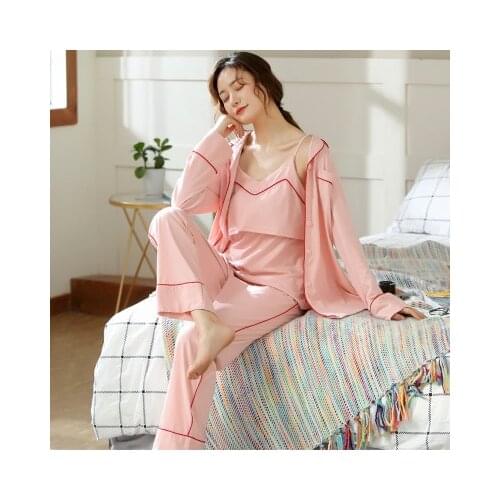 Spring and autumn clothing cotton and postnatal three-piece suit can be worn outside cotton pregnant pajamas breastfeeding suits