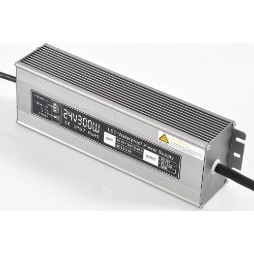 IP67 water proof 300W AC 100V - 250V to DC 12Vdc 25A DC 24V 12.5A led strip light transformer 3 years warranty CE Rohs EMC LVD