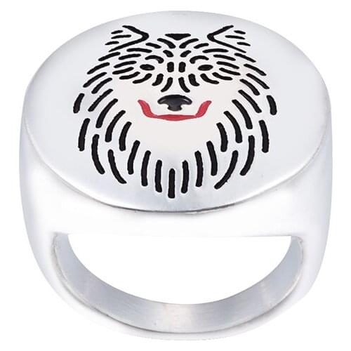 Wolf with color selection enamel ring gift for animal lovers north american wildlife Jewelry