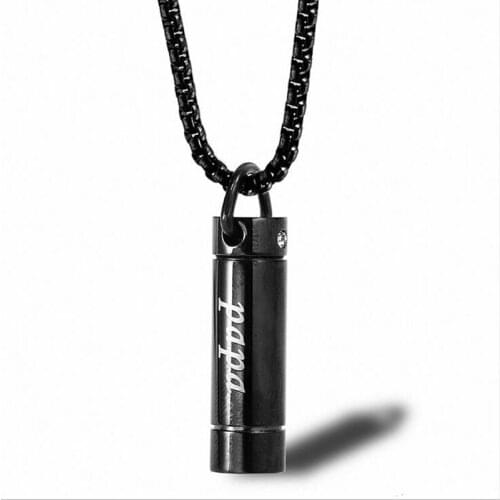 1PC Stainless Steel Back Cylinder Shaped Family Number Cremation Urn Pendant Necklace Mama Papa Pet Ashes Urn Jewellery
