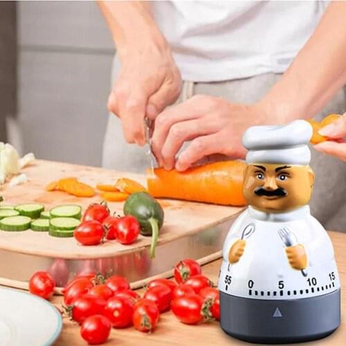 1PCS New Cartoon Mini Chef Cooking Timer Kitchen Decor Plastic Machine Timer 60min Alarm Clock Kitchen Timer Stopwatch Tools