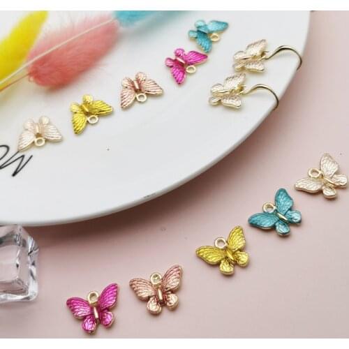 10pcs/pack 13*17mm Gold Color Tone Butterfly Charms Pendants Alloy Metal Enamel Charms For DIY Jewelry Making