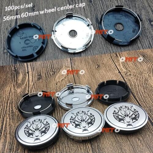 100pcs/set Good Quality Aluminum Silver Wolf Decal Sticker Dust-proof 56mm 2.2" 60mm 2.36" Wheel Center Centre Cap Hubcap covers