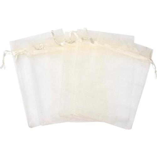 100Pcs Organza Bags Ribbons Drawstring Pouches Jewelry Packaging Display Pouch Wedding Party Candy Gift Bags Multiple Size