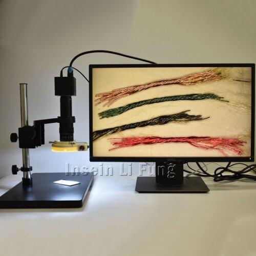 1080P 2K WDR Video HD Microscope HDMI Camera+10X-300X Adjustable Magnification Zoom C-mount Lens+LED Light Source+Large Bracket